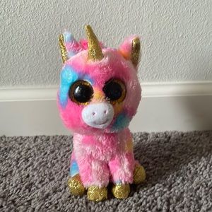 Ty pink and gold unicorn Fantasia the unicorn beanie boo